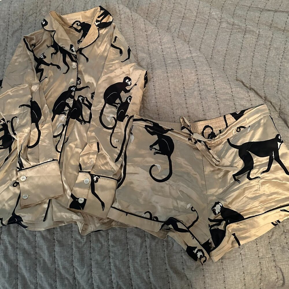 Olivia von Halle Alba pajamas - Macaque print